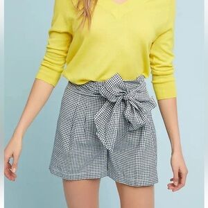 Cartonnier from Anthropologie black and white gingham belted 4 pocket shorts 10